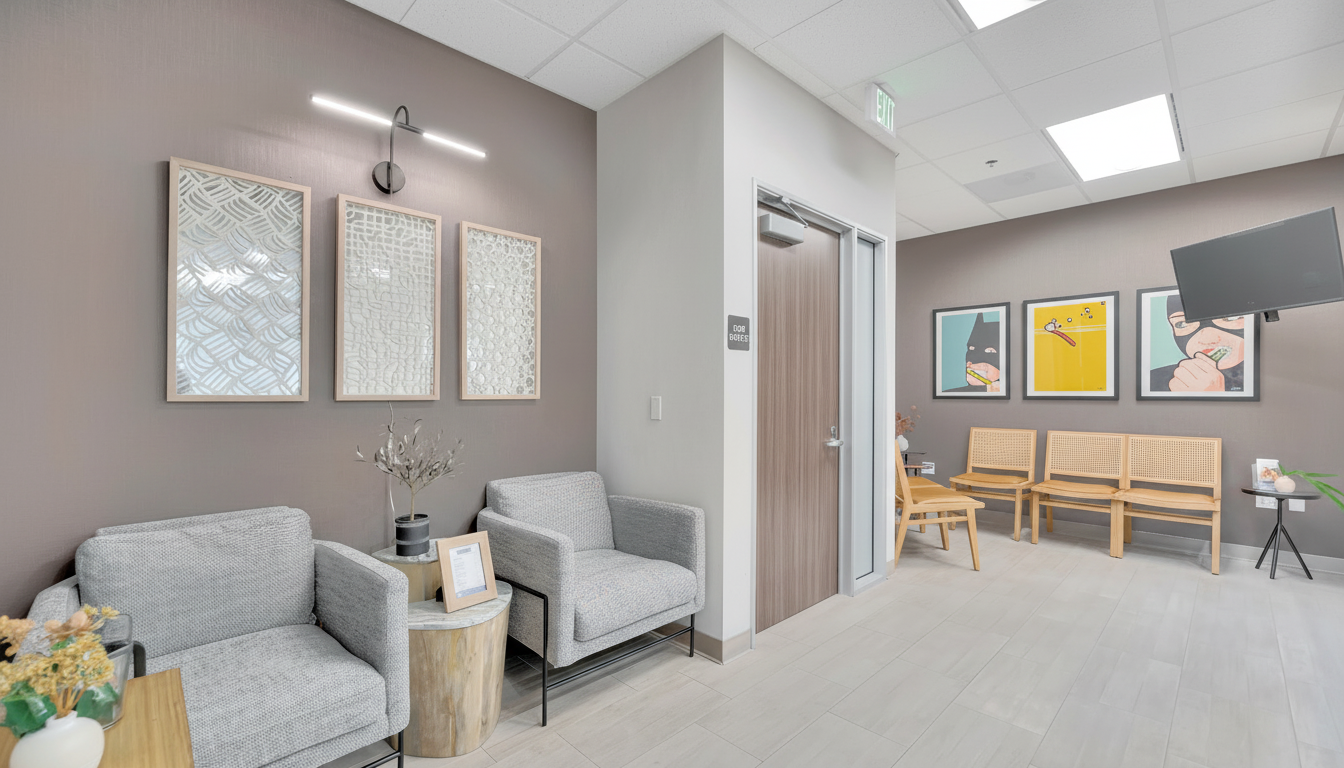 Bespoke Dental Studios lounge area with comfortable seating and modern design